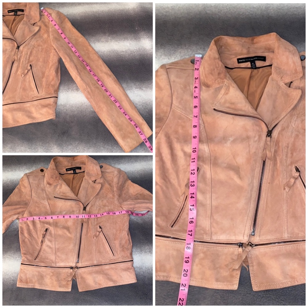 🚫SOLD🚫 White House Black Market Genuine Leather Suede Blush Moto Jacket - Picture 16 of 16